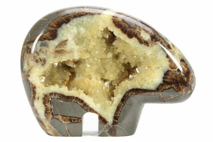 Calcite Crystal Filled, Polished Septarian Bear - Utah #231066